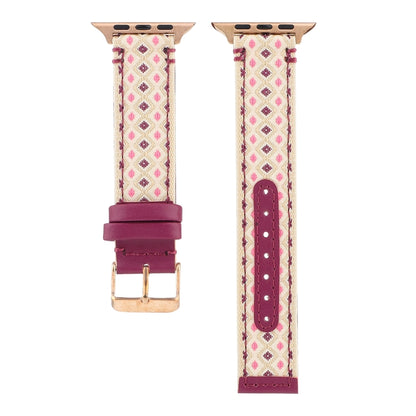 Ethnic Leather Watch Band For Apple Watch Series 7 45mm / 6 & SE & 5 & 4 44mm / 3 & 2 & 1 42mm(Purple) by bashfashion