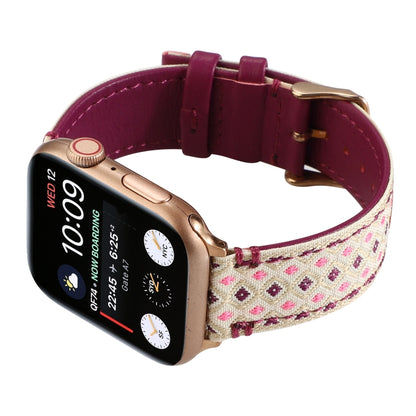 Ethnic Leather Watch Band For Apple Watch Series 7 45mm / 6 & SE & 5 & 4 44mm / 3 & 2 & 1 42mm(Purple) by bashfashion