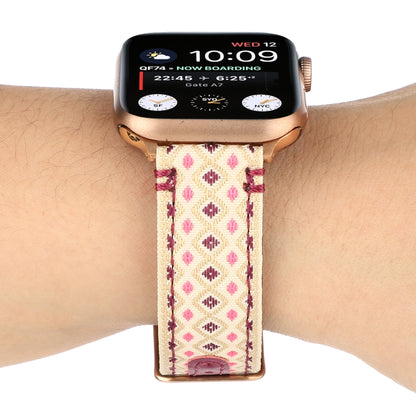 Ethnic Leather Watch Band For Apple Watch Series 7 45mm / 6 & SE & 5 & 4 44mm / 3 & 2 & 1 42mm(Purple) by bashfashion