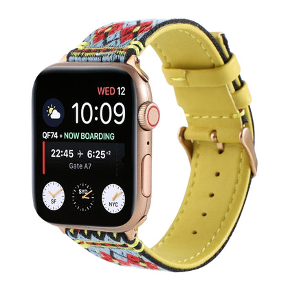 Ethnic Leather Watch Band For Apple Watch Series 7 45mm / 6 & SE & 5 & 4 44mm / 3 & 2 & 1 42mm(Yellow) by bashfashion