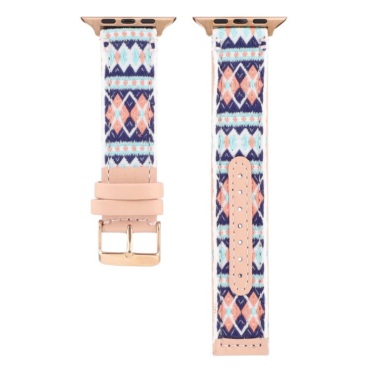 Ethnic Leather Watch Band For Apple Watch Series 7 45mm / 6 & SE & 5 & 4 44mm / 3 & 2 & 1 42mm(Pink) by bashfashion