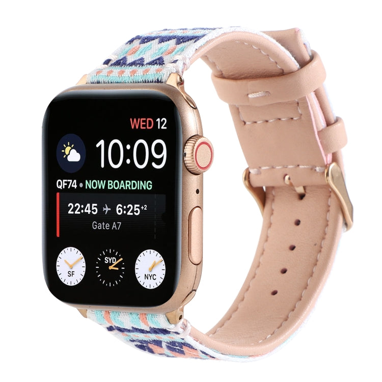 Ethnic Leather Watch Band For Apple Watch Series 7 45mm / 6 & SE & 5 & 4 44mm / 3 & 2 & 1 42mm(Pink) by bashfashion
