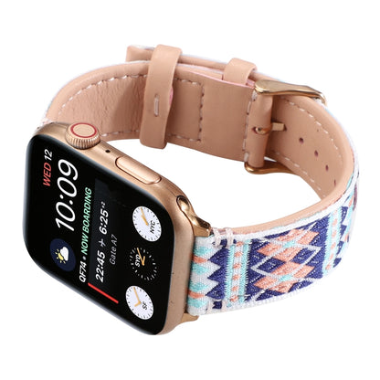 Ethnic Leather Watch Band For Apple Watch Series 7 45mm / 6 & SE & 5 & 4 44mm / 3 & 2 & 1 42mm(Pink) by bashfashion