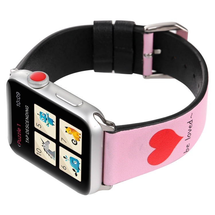Love Series Leather Watch Band For Apple Watch Ultra 49mm&Watch Ultra 2 49mm / Series 9&8&7 45mm / SE 3&SE 2&6&SE&5&4 44mm / 3&2&1 42mm(Foundation Red Heart) by bashfashion