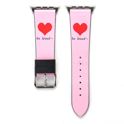 Love Series Leather Watch Band For Apple Watch Ultra 49mm&Watch Ultra 2 49mm / Series 9&8&7 45mm / SE 3&SE 2&6&SE&5&4 44mm / 3&2&1 42mm(Foundation Red Heart) by bashfashion
