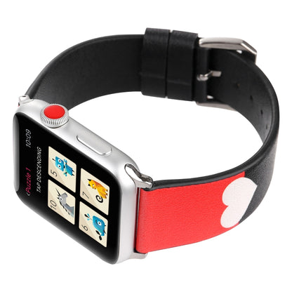 Love Series Leather Watch Band For Apple Watch Ultra 49mm&Watch Ultra 2 49mm / Series 9&8&7 45mm / SE 3&SE 2&6&SE&5&4 44mm / 3&2&1 42mm(Black Red White Heart) by bashfashion