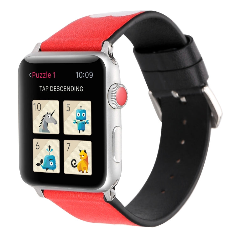 Love Series Leather Watch Band For Apple Watch Series 9&8&7 41mm / SE 3&SE 2&6&SE&5&4 40mm / 3&2&1 38mm(Black Red White Heart) by bashfashion