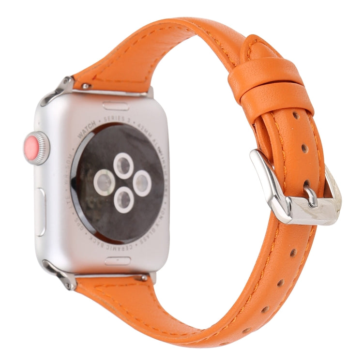 Small Waist Leather Watch Band For Apple Watch Series 9&8&7 41mm / SE 3&SE 2&6&SE&5&4 40mm / 3&2&1 38mm(Orange) by bashfashion