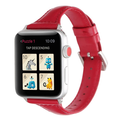 Small Waist Leather Watch Band For Apple Watch Series 9&8&7 41mm / SE 3&SE 2&6&SE&5&4 40mm / 3&2&1 38mm(Red) by bashfashion