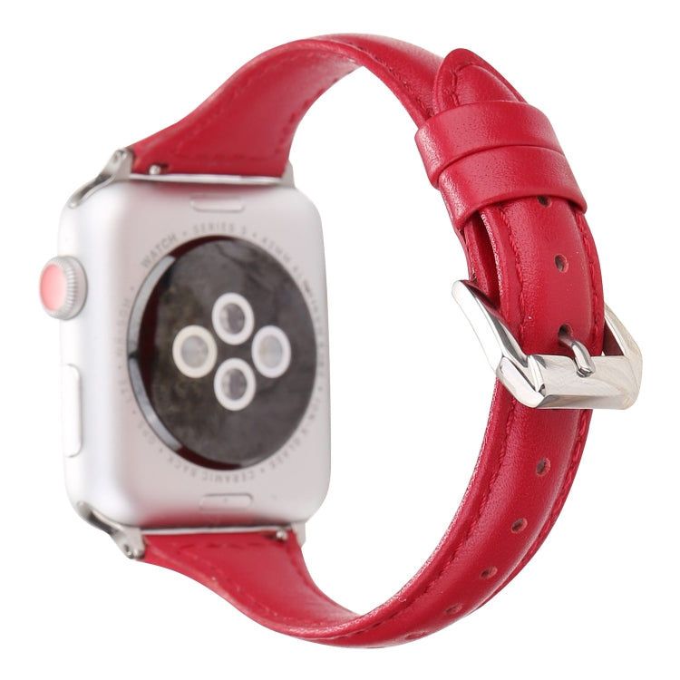 Small Waist Leather Watch Band For Apple Watch Series 9&8&7 41mm / SE 3&SE 2&6&SE&5&4 40mm / 3&2&1 38mm(Red) by bashfashion