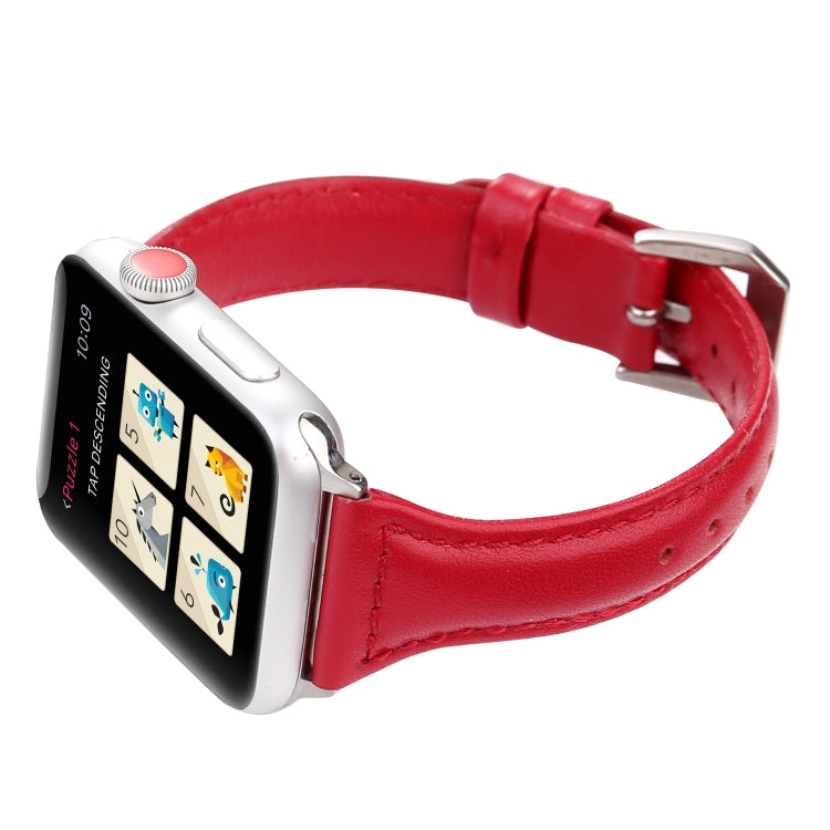 Small Waist Leather Watch Band For Apple Watch Series 9&8&7 41mm / SE 3&SE 2&6&SE&5&4 40mm / 3&2&1 38mm(Red) by bashfashion