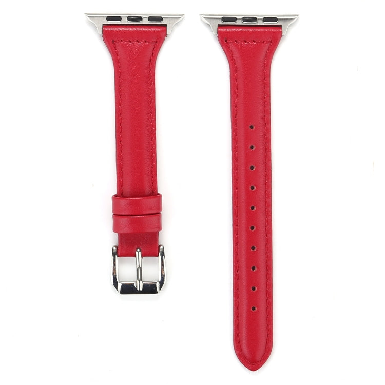 Small Waist Leather Watch Band For Apple Watch Series 9&8&7 41mm / SE 3&SE 2&6&SE&5&4 40mm / 3&2&1 38mm(Red) by bashfashion
