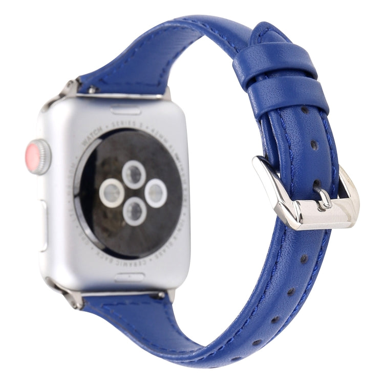 Small Waist Leather Watch Band For Apple Watch Series 9&8&7 41mm / SE 3&SE 2&6&SE&5&4 40mm / 3&2&1 38mm(Blue) by bashfashion