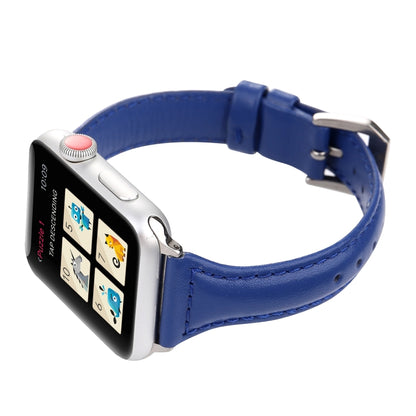 Small Waist Leather Watch Band For Apple Watch Series 9&8&7 41mm / SE 3&SE 2&6&SE&5&4 40mm / 3&2&1 38mm(Blue) by bashfashion