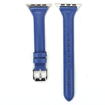 Small Waist Leather Watch Band For Apple Watch Series 9&8&7 41mm / SE 3&SE 2&6&SE&5&4 40mm / 3&2&1 38mm(Blue) by bashfashion