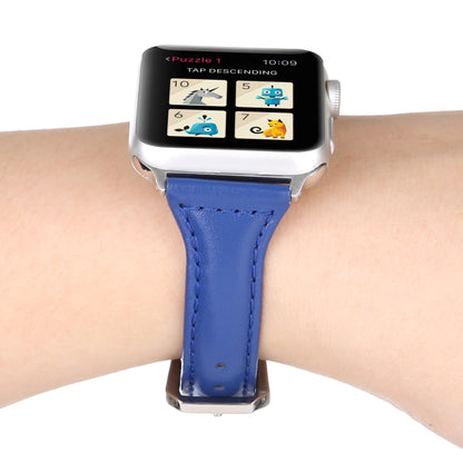 Small Waist Leather Watch Band For Apple Watch Series 9&8&7 41mm / SE 3&SE 2&6&SE&5&4 40mm / 3&2&1 38mm(Blue) by bashfashion