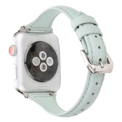 Small Waist Leather Watch Band For Apple Watch Series 9&8&7 41mm / SE 3&SE 2&6&SE&5&4 40mm / 3&2&1 38mm(Light Green) by bashfashion