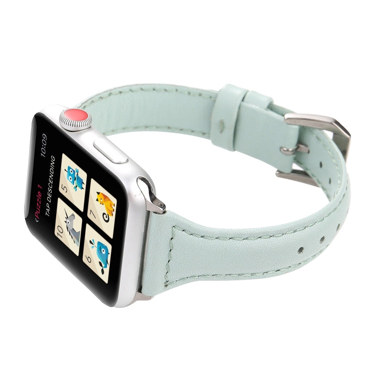 Small Waist Leather Watch Band For Apple Watch Series 9&8&7 41mm / SE 3&SE 2&6&SE&5&4 40mm / 3&2&1 38mm(Light Green) by bashfashion