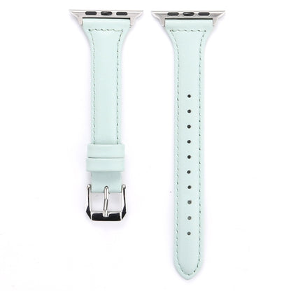 Small Waist Leather Watch Band For Apple Watch Series 9&8&7 41mm / SE 3&SE 2&6&SE&5&4 40mm / 3&2&1 38mm(Light Green) by bashfashion