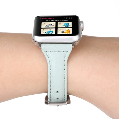 Small Waist Leather Watch Band For Apple Watch Series 9&8&7 41mm / SE 3&SE 2&6&SE&5&4 40mm / 3&2&1 38mm(Light Green) by bashfashion