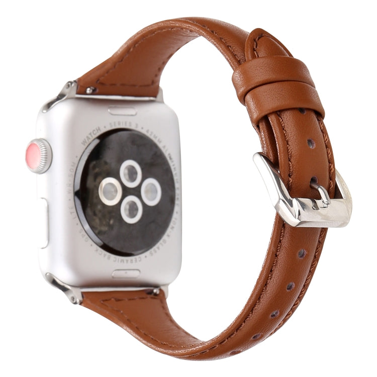 Small Waist Leather Watch Band For Apple Watch Series 9&8&7 41mm / SE 3&SE 2&6&SE&5&4 40mm / 3&2&1 38mm(Brown) by bashfashion
