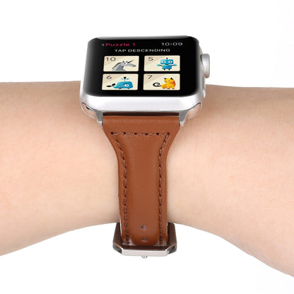 Small Waist Leather Watch Band For Apple Watch Series 9&8&7 41mm / SE 3&SE 2&6&SE&5&4 40mm / 3&2&1 38mm(Brown) by bashfashion