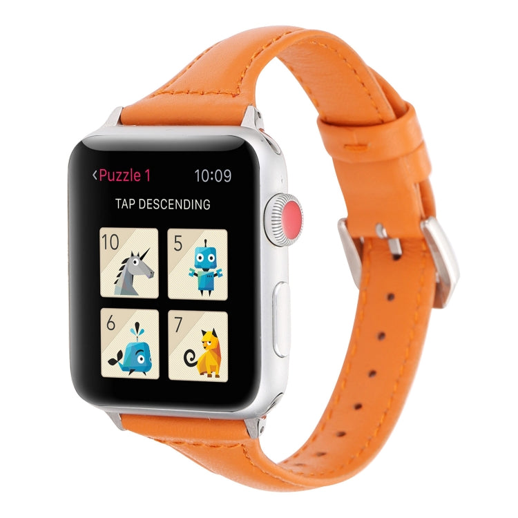 Small Waist Leather Watch Band For Apple Watch Ultra 49mm&Watch Ultra 2 49mm / Series 9&8&7 45mm / SE 3&SE 2&6&SE&5&4 44mm / 3&2&1 42mm(Orange) by bashfashion