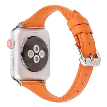 Small Waist Leather Watch Band For Apple Watch Ultra 49mm&Watch Ultra 2 49mm / Series 9&8&7 45mm / SE 3&SE 2&6&SE&5&4 44mm / 3&2&1 42mm(Orange) by bashfashion
