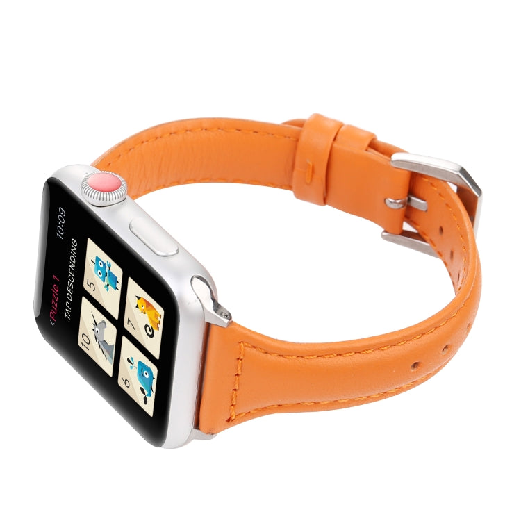 Small Waist Leather Watch Band For Apple Watch Ultra 49mm&Watch Ultra 2 49mm / Series 9&8&7 45mm / SE 3&SE 2&6&SE&5&4 44mm / 3&2&1 42mm(Orange) by bashfashion