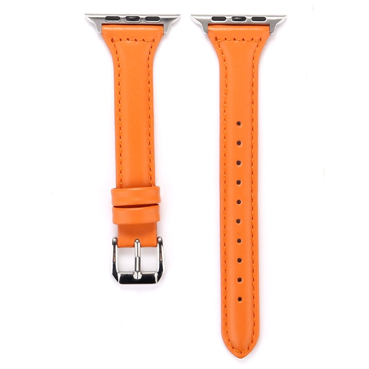 Small Waist Leather Watch Band For Apple Watch Ultra 49mm&Watch Ultra 2 49mm / Series 9&8&7 45mm / SE 3&SE 2&6&SE&5&4 44mm / 3&2&1 42mm(Orange) by bashfashion