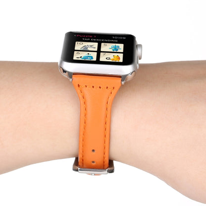 Small Waist Leather Watch Band For Apple Watch Ultra 49mm&Watch Ultra 2 49mm / Series 9&8&7 45mm / SE 3&SE 2&6&SE&5&4 44mm / 3&2&1 42mm(Orange) by bashfashion