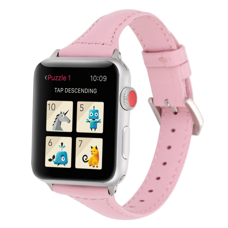 Small Waist Leather Watch Band For Apple Watch Ultra 49mm&Watch Ultra 2 49mm / Series 9&8&7 45mm / SE 3&SE 2&6&SE&5&4 44mm / 3&2&1 42mm(Pink) by bashfashion