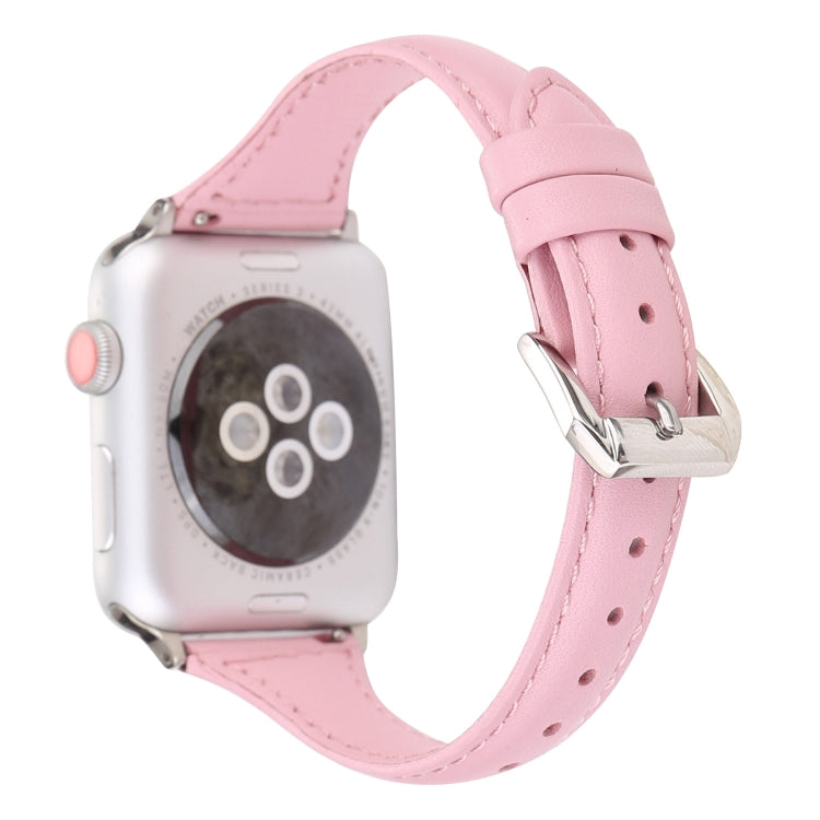Small Waist Leather Watch Band For Apple Watch Ultra 49mm&Watch Ultra 2 49mm / Series 9&8&7 45mm / SE 3&SE 2&6&SE&5&4 44mm / 3&2&1 42mm(Pink) by bashfashion