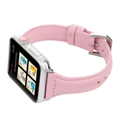 Small Waist Leather Watch Band For Apple Watch Ultra 49mm&Watch Ultra 2 49mm / Series 9&8&7 45mm / SE 3&SE 2&6&SE&5&4 44mm / 3&2&1 42mm(Pink) by bashfashion