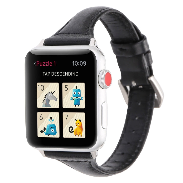 Small Waist Leather Watch Band For Apple Watch Ultra 49mm&Watch Ultra 2 49mm / Series 9&8&7 45mm / SE 3&SE 2&6&SE&5&4 44mm / 3&2&1 42mm(Black) by bashfashion