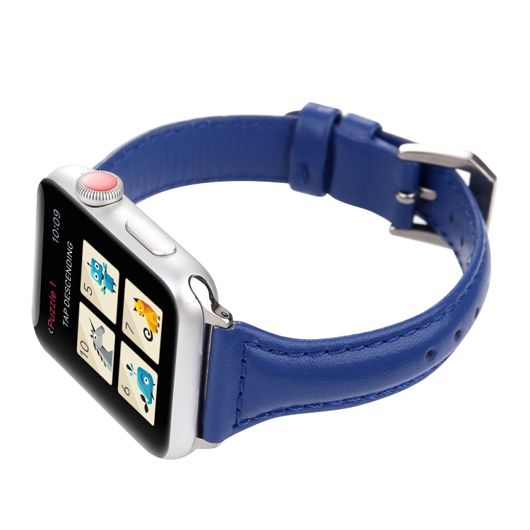 Small Waist Leather Watch Band For Apple Watch Ultra 49mm&Watch Ultra 2 49mm / Series 9&8&7 45mm / SE 3&SE 2&6&SE&5&4 44mm / 3&2&1 42mm(Blue) by bashfashion