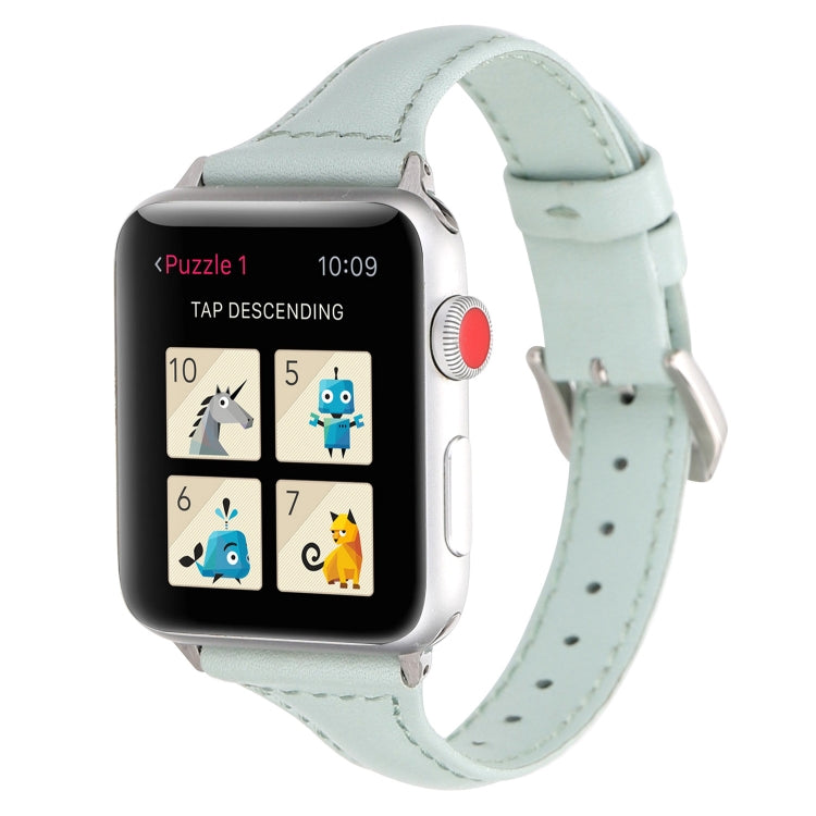 Small Waist Leather Watch Band For Apple Watch Ultra 49mm&Watch Ultra 2 49mm / Series 9&8&7 45mm / SE 3&SE 2&6&SE&5&4 44mm / 3&2&1 42mm(Light Green) by bashfashion
