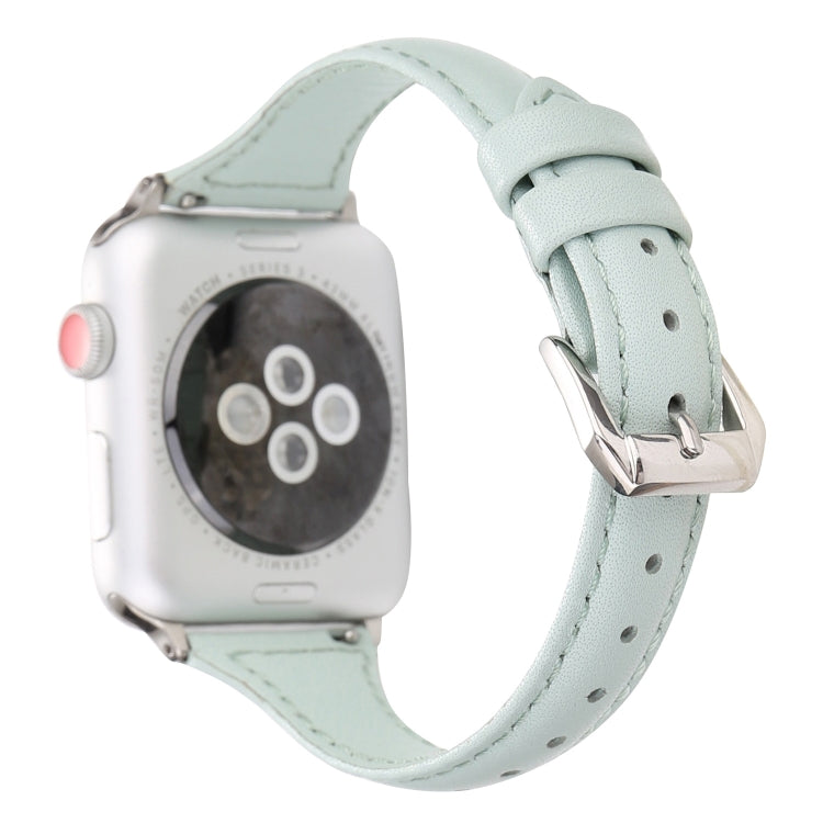 Small Waist Leather Watch Band For Apple Watch Ultra 49mm&Watch Ultra 2 49mm / Series 9&8&7 45mm / SE 3&SE 2&6&SE&5&4 44mm / 3&2&1 42mm(Light Green) by bashfashion