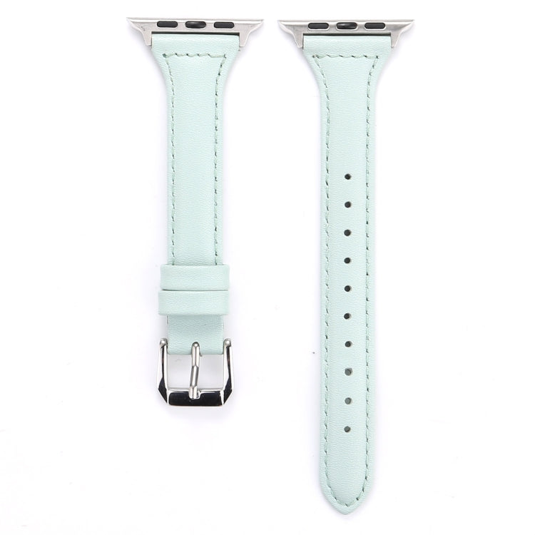 Small Waist Leather Watch Band For Apple Watch Ultra 49mm&Watch Ultra 2 49mm / Series 9&8&7 45mm / SE 3&SE 2&6&SE&5&4 44mm / 3&2&1 42mm(Light Green) by bashfashion