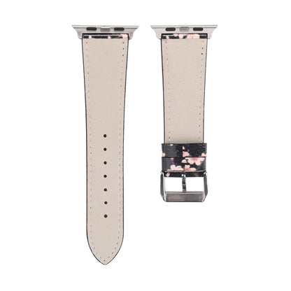 Plum Series Leather Watch Band For Apple Watch Series 7 45mm / 6 & SE & 5 & 4 44mm / 3 & 2 & 1 42mm(Black) by bashfashion