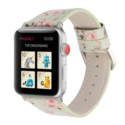 Plum Series Leather Watch Band For Apple Watch Ultra 49mm&Watch Ultra 2 49mm / Series 9&8&7 45mm / SE 3&SE 2&6&SE&5&4 44mm / 3&2&1 42mm(Green) by bashfashion