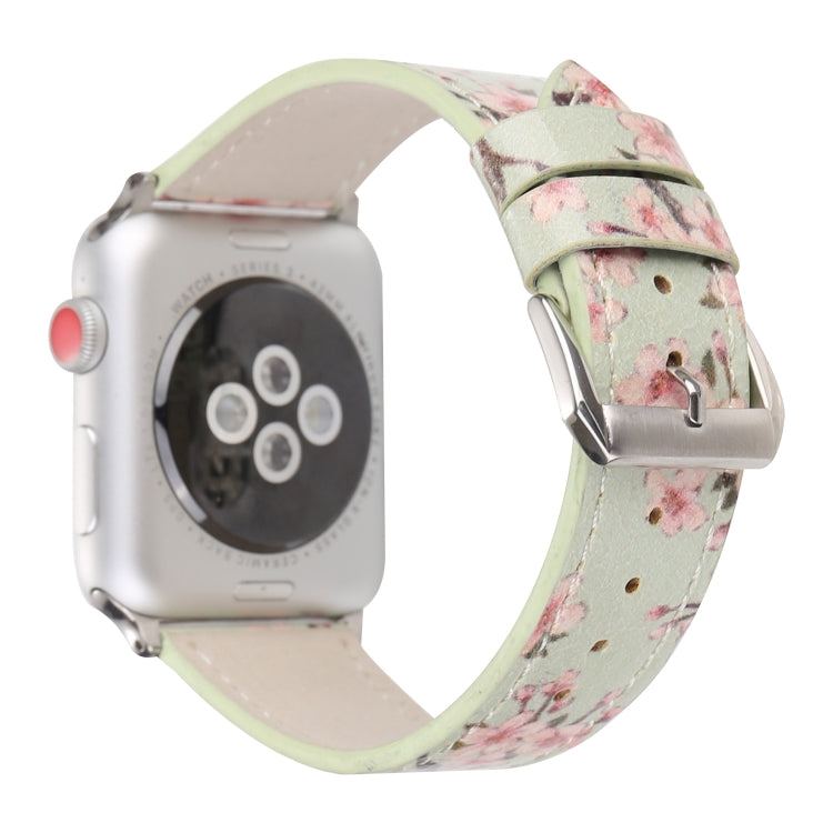 Plum Series Leather Watch Band For Apple Watch Ultra 49mm&Watch Ultra 2 49mm / Series 9&8&7 45mm / SE 3&SE 2&6&SE&5&4 44mm / 3&2&1 42mm(Green) by bashfashion