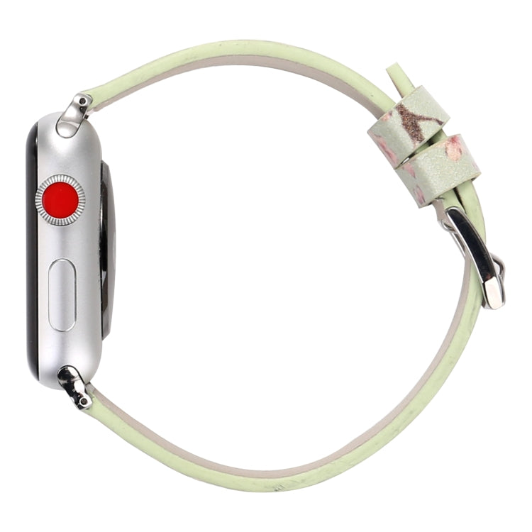 Plum Series Leather Watch Band For Apple Watch Ultra 49mm&Watch Ultra 2 49mm / Series 9&8&7 45mm / SE 3&SE 2&6&SE&5&4 44mm / 3&2&1 42mm(Green) by bashfashion