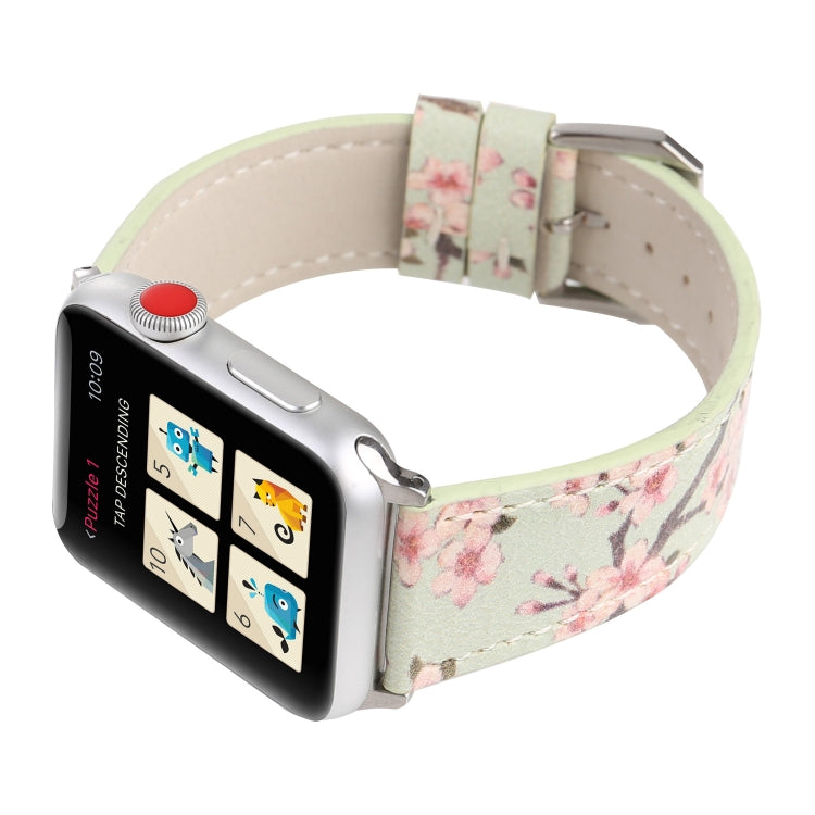 Plum Series Leather Watch Band For Apple Watch Ultra 49mm&Watch Ultra 2 49mm / Series 9&8&7 45mm / SE 3&SE 2&6&SE&5&4 44mm / 3&2&1 42mm(Green) by bashfashion