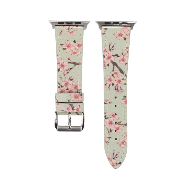 Plum Series Leather Watch Band For Apple Watch Ultra 49mm&Watch Ultra 2 49mm / Series 9&8&7 45mm / SE 3&SE 2&6&SE&5&4 44mm / 3&2&1 42mm(Green) by bashfashion