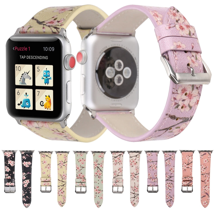 Plum Series Leather Watch Band For Apple Watch Ultra 49mm&Watch Ultra 2 49mm / Series 9&8&7 45mm / SE 3&SE 2&6&SE&5&4 44mm / 3&2&1 42mm(Yellow) by bashfashion