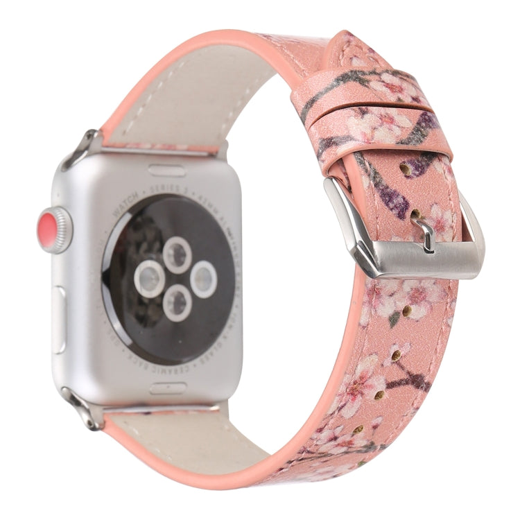 Plum Series Leather Watch Band For Apple Watch Series 9&8&7 41mm / SE 3&SE 2&6&SE&5&4 40mm / 3&2&1 38mm(Pink) by bashfashion