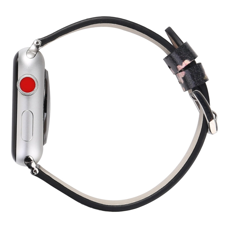 Plum Series Leather Watch Band For Apple Watch Series 9&8&7 41mm / SE 3&SE 2&6&SE&5&4 40mm / 3&2&1 38mm(Black) by bashfashion