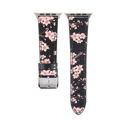 Plum Series Leather Watch Band For Apple Watch Series 9&8&7 41mm / SE 3&SE 2&6&SE&5&4 40mm / 3&2&1 38mm(Black) by bashfashion