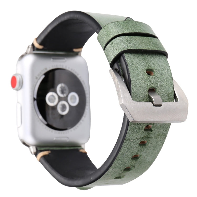 Retro Big Eyes Leather Watch Band For Apple Watch Series 9&8&7 41mm / SE 3&SE 2&6&SE&5&4 40mm / 3&2&1 38mm(Green) by bashfashion